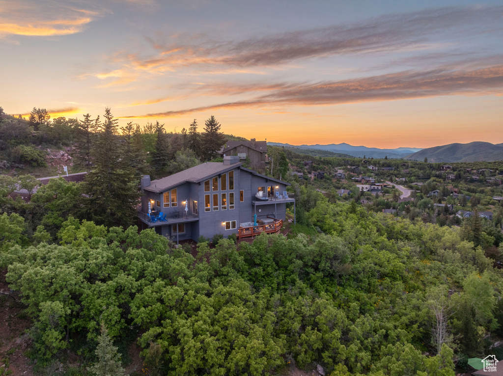 View of aerial view at dusk