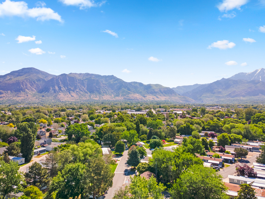 Aerial view of a mountain backdrop