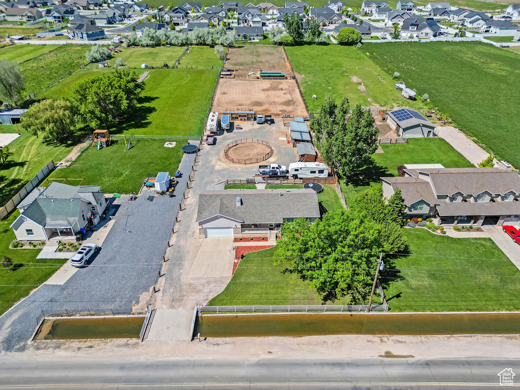 Aerial perspective of suburban area