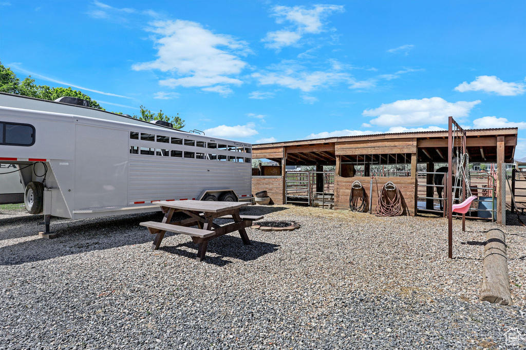 View of community with an exterior structure and an outbuilding