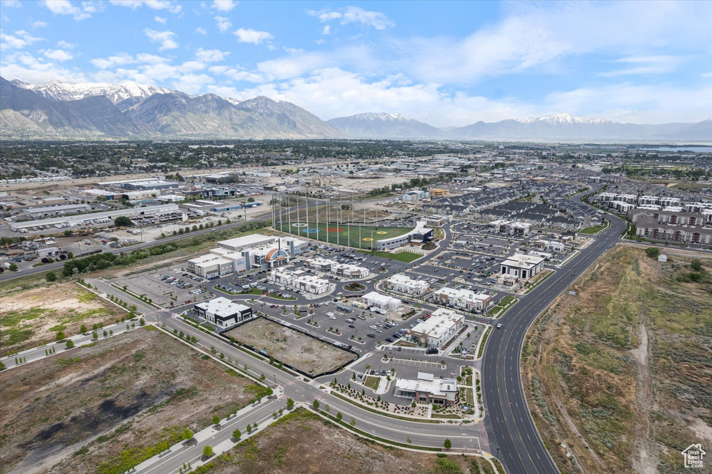 Aerial view of a mountain backdrop