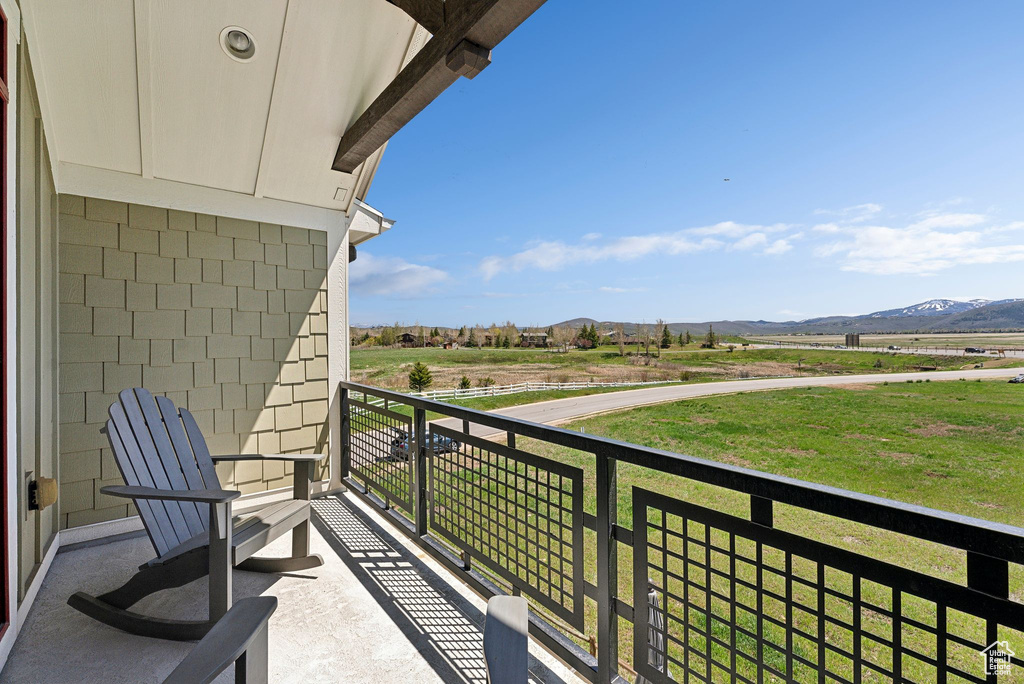 Balcony with a mountain view