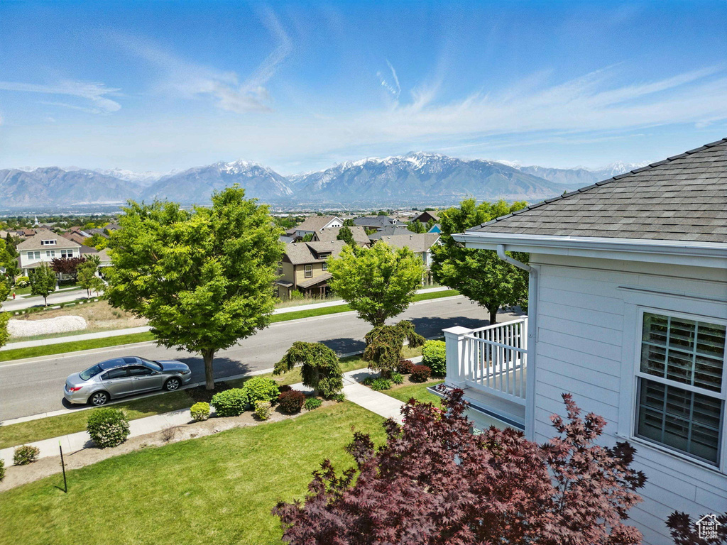 View of mountain backdrop with nearby suburban area