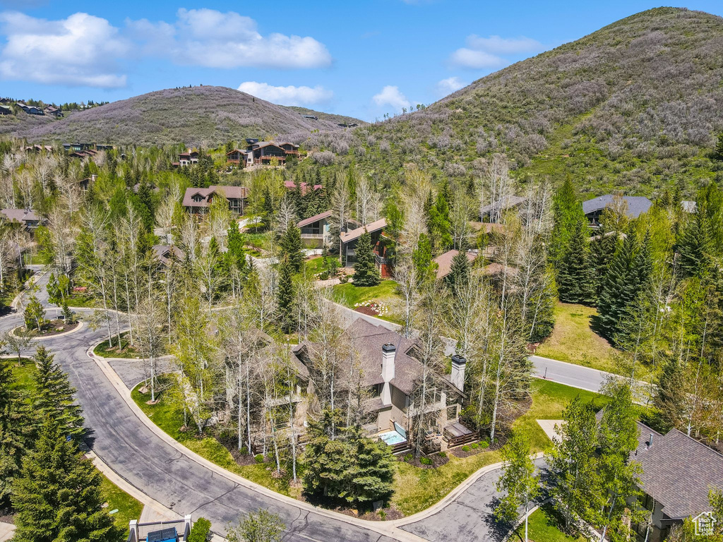 Aerial view of a mountainous background