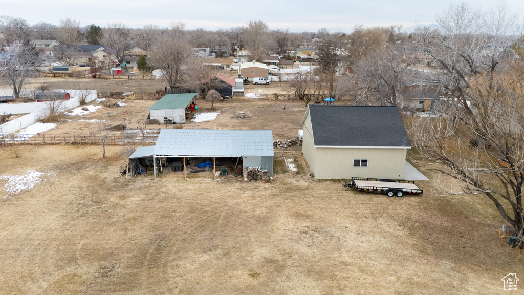 Aerial perspective of suburban area