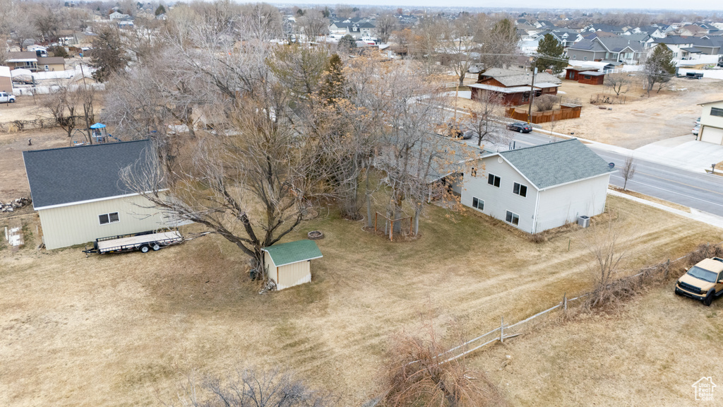 Aerial perspective of suburban area