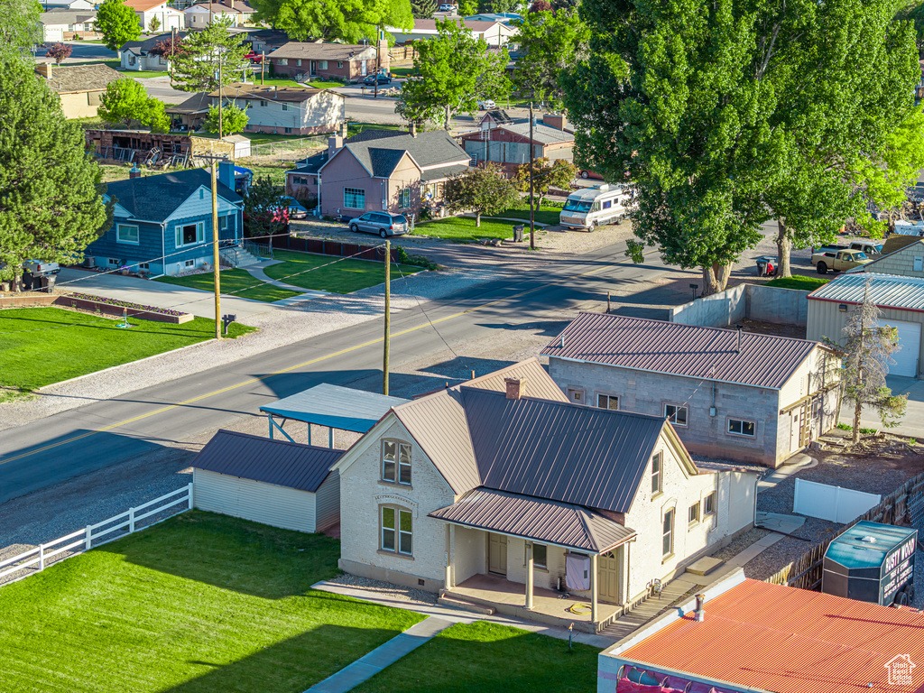 Aerial perspective of suburban area