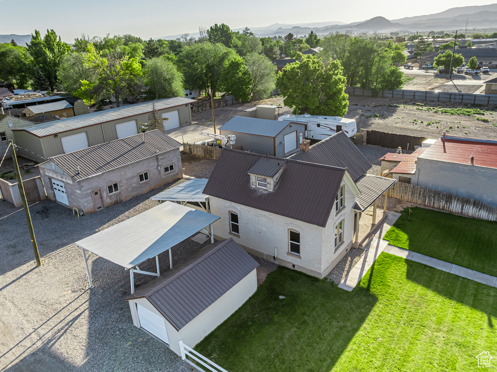 View of subject property featuring mountains