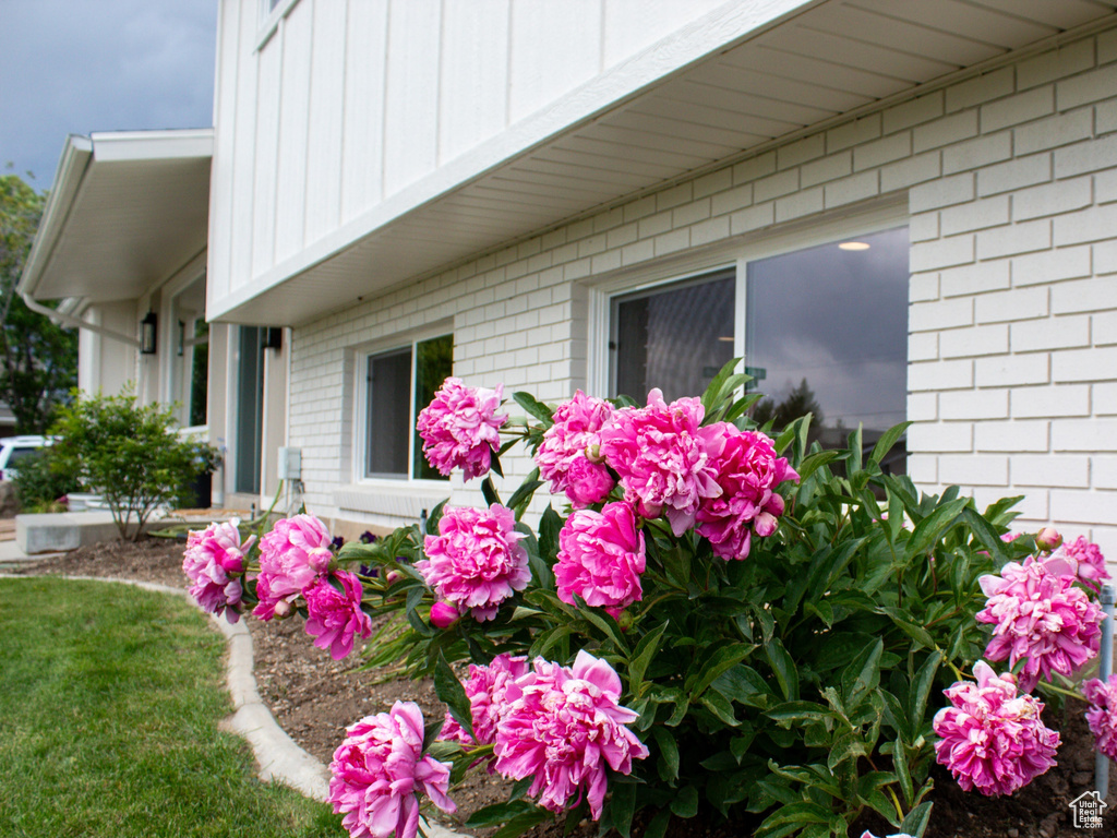 Exterior view of board and batten siding