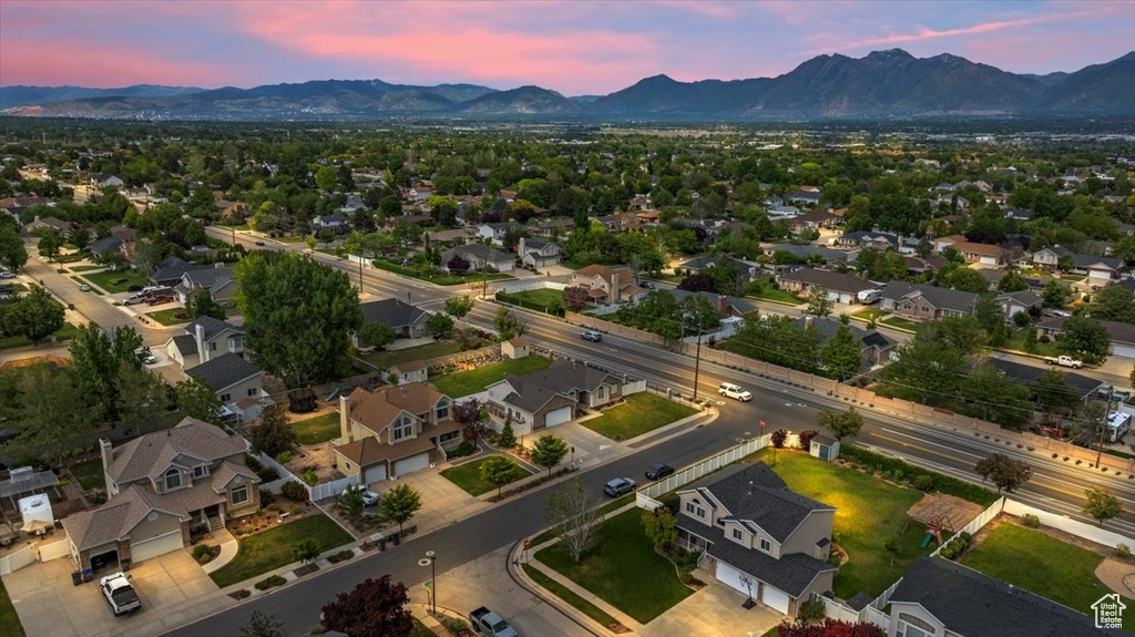 Bird's eye view of a mountain backdrop