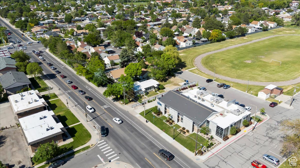 Aerial perspective of suburban area