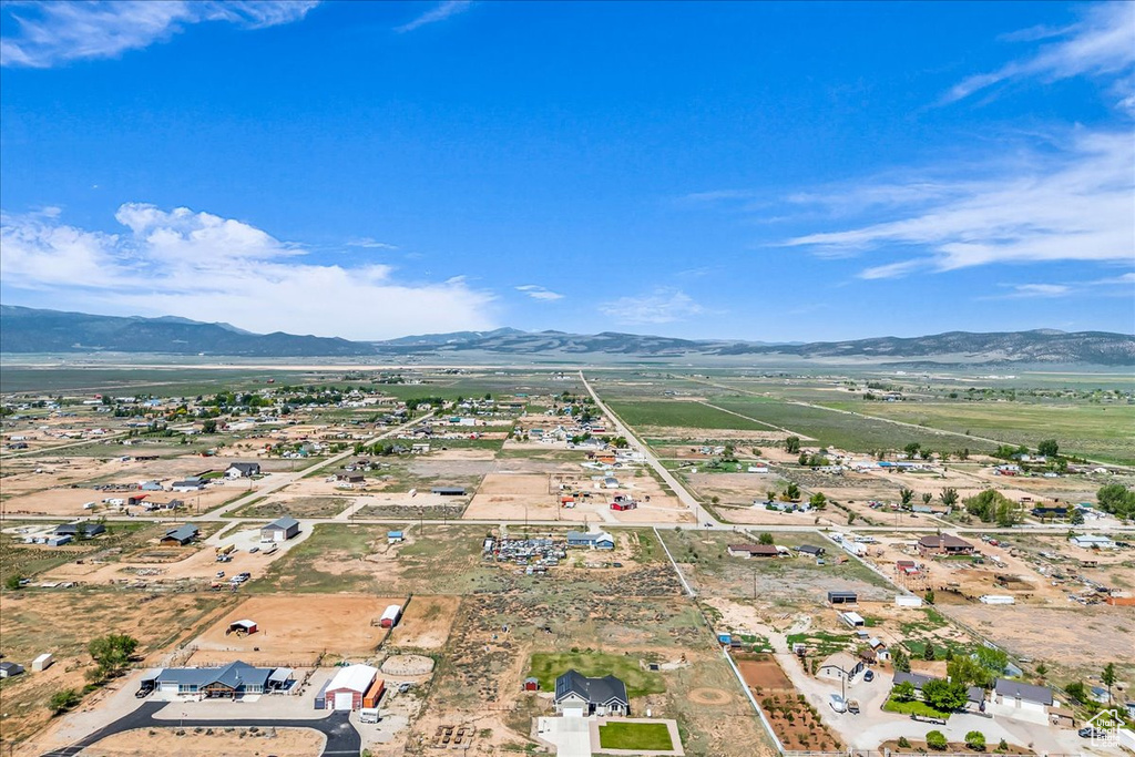 Aerial view of a mountain backdrop