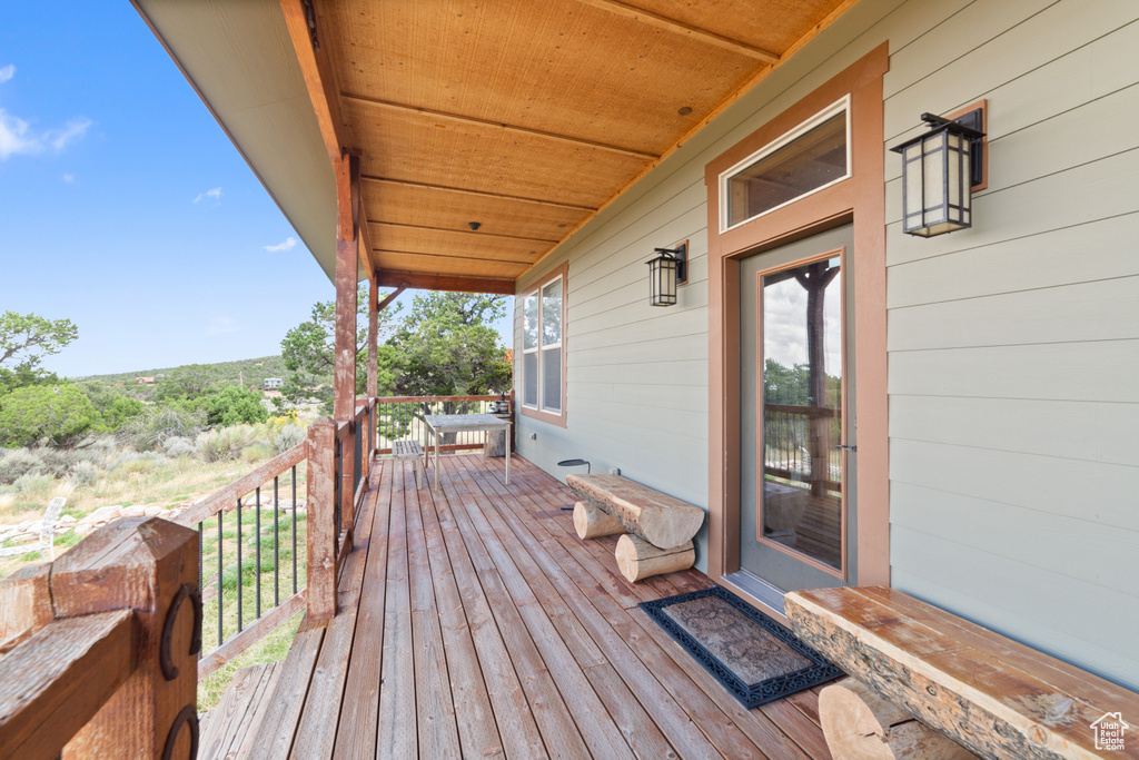 Deck featuring covered porch