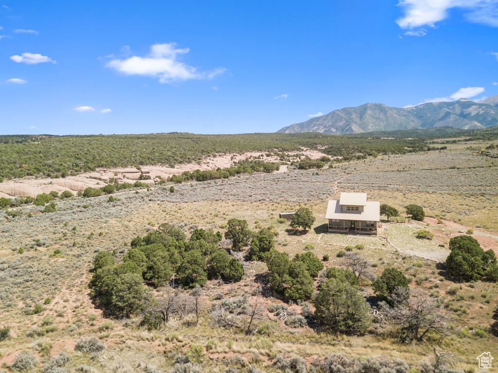 View of mountain background with rural landscape and a desert landscape
