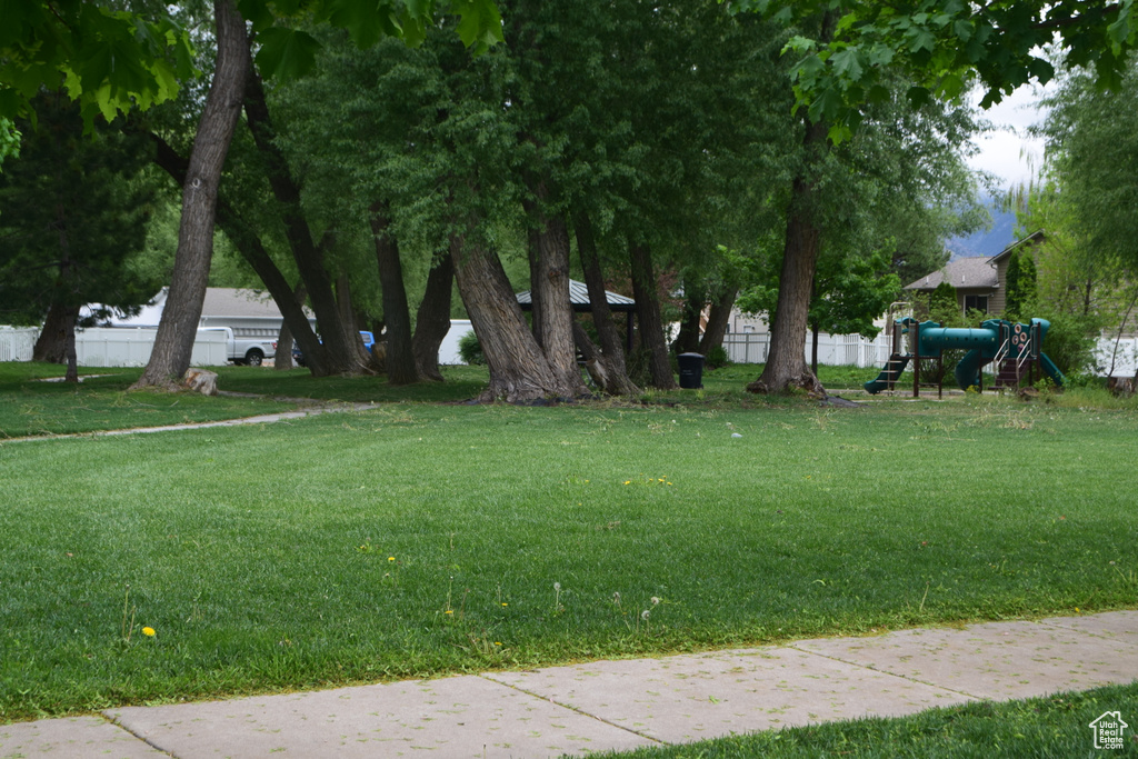 View of yard with a playground