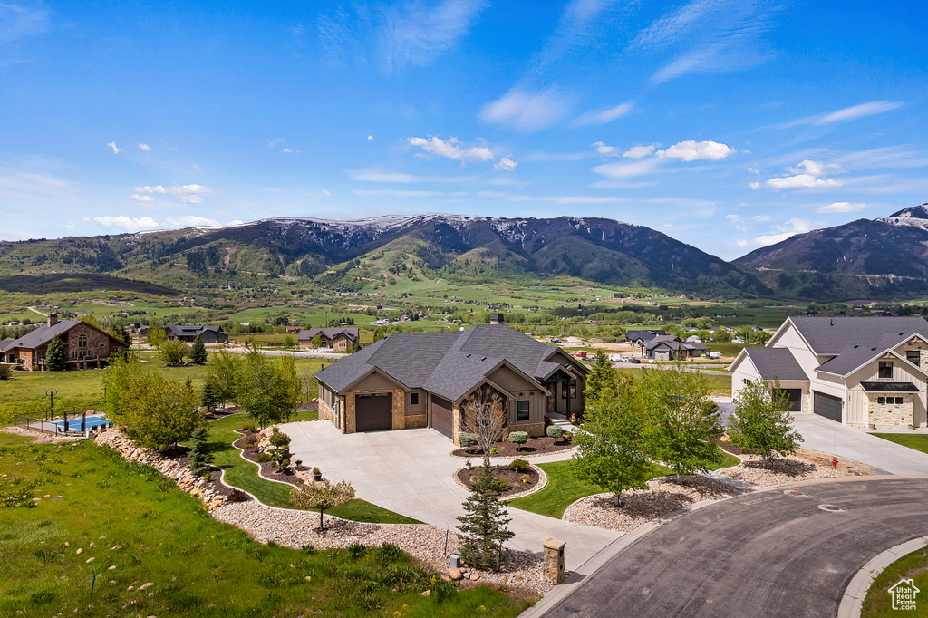 Mountain view with nearby suburban area