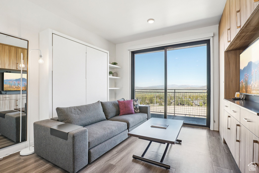 Living area featuring wood finished floors