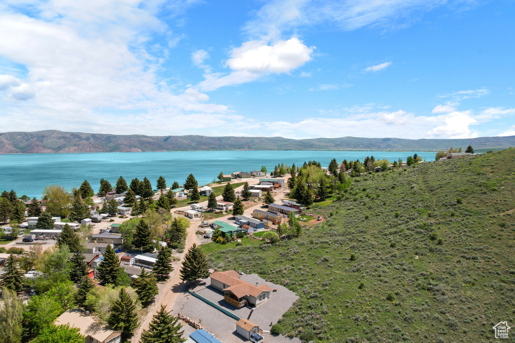 Drone / aerial view of a water and mountain view