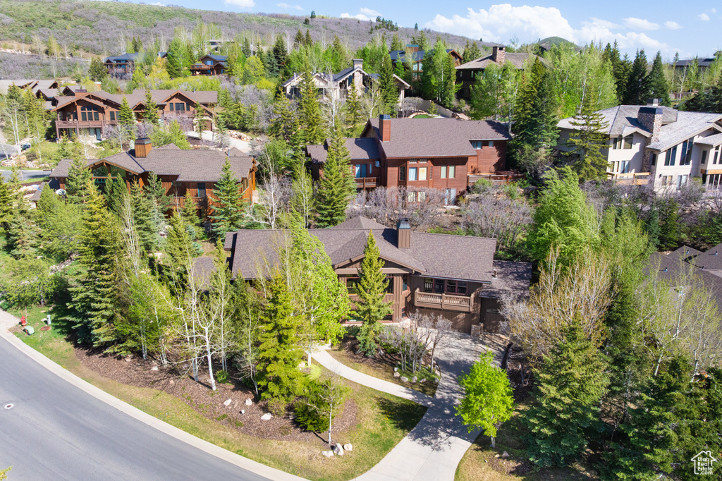 Aerial perspective of suburban area