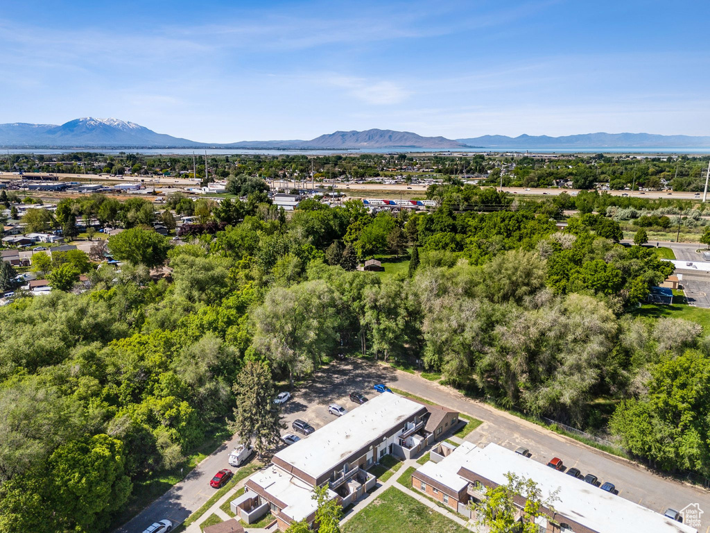 Drone / aerial view of a mountain backdrop