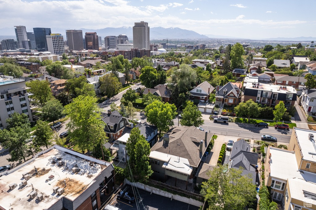 View of urban area with a mountainous background