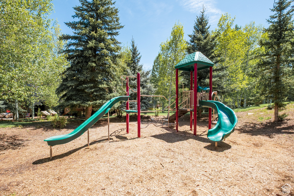 Community play area with view of scattered trees