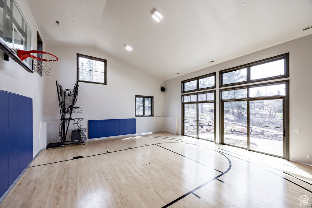 View of basketball court featuring basketball court