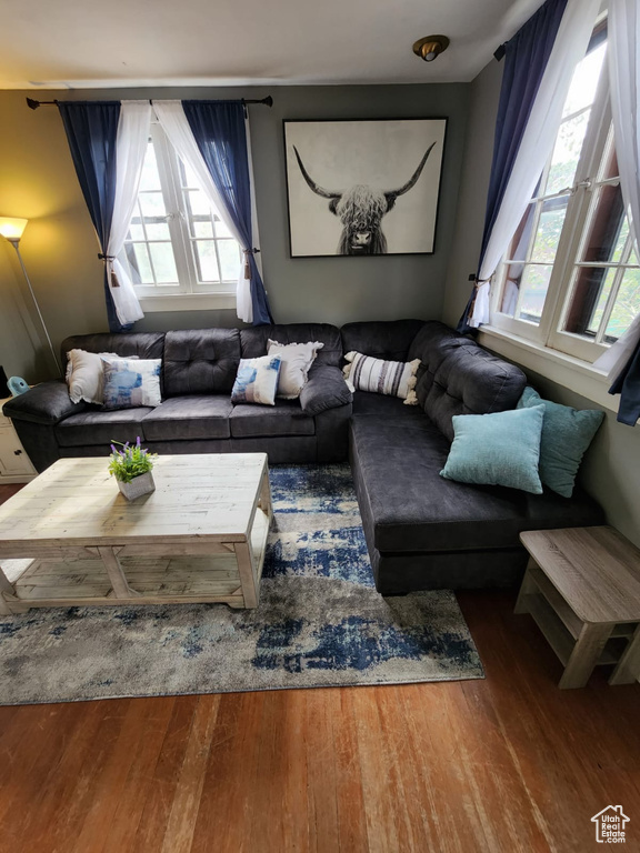 Living room featuring wood finished floors