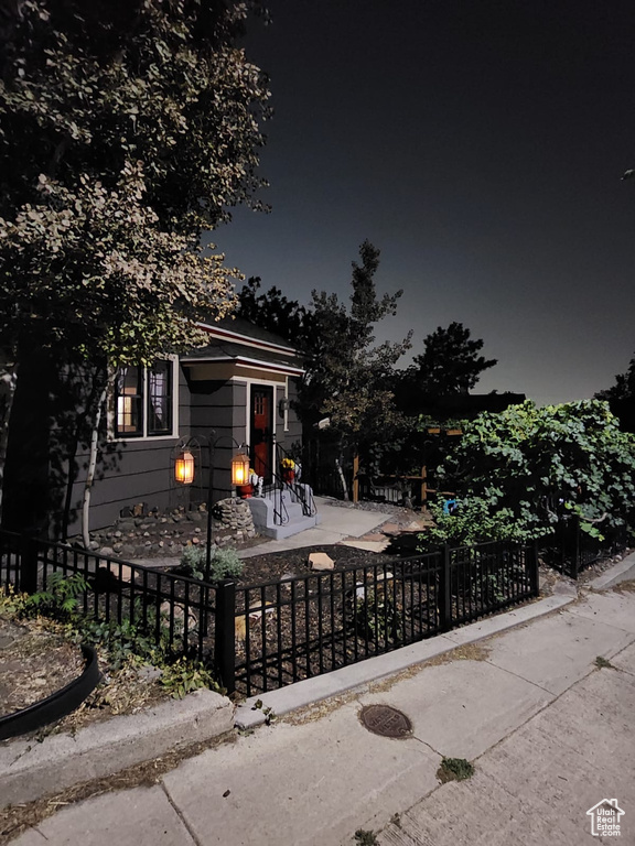 View of front of house with a fenced front yard
