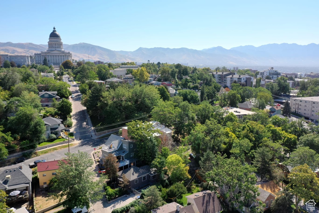 Bird's eye view of a mountain backdrop