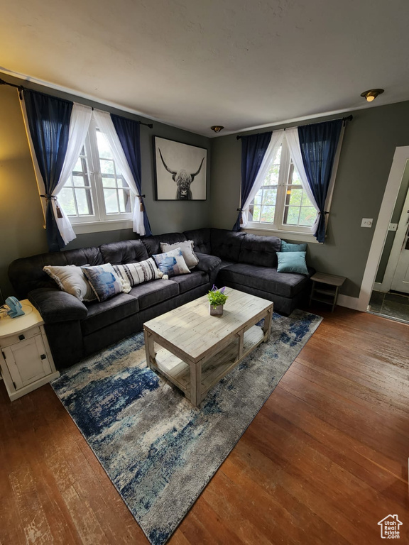 Living room with wood finished floors