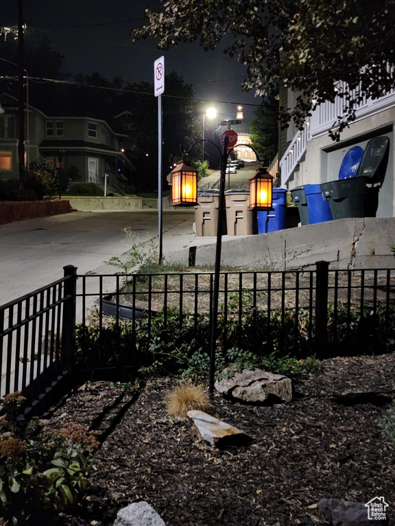 View of yard at twilight