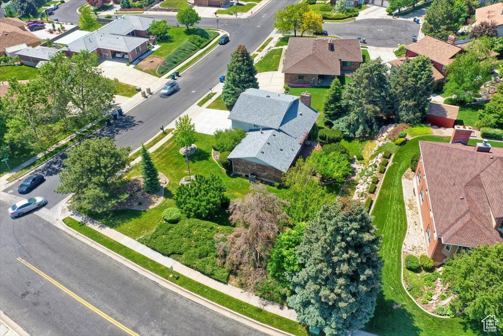 Aerial perspective of suburban area