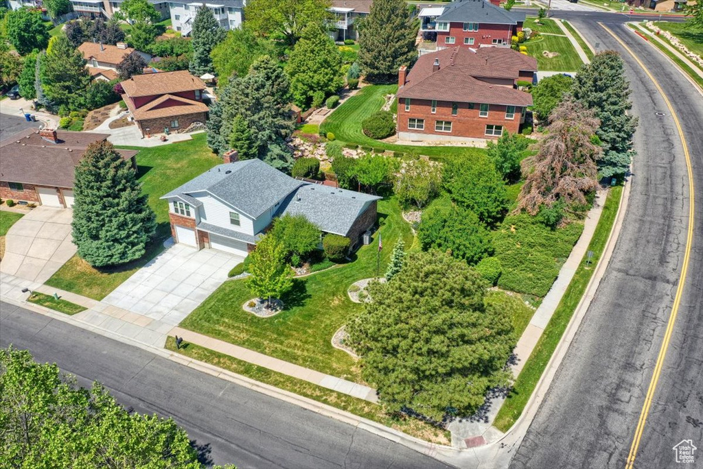 Aerial perspective of suburban area
