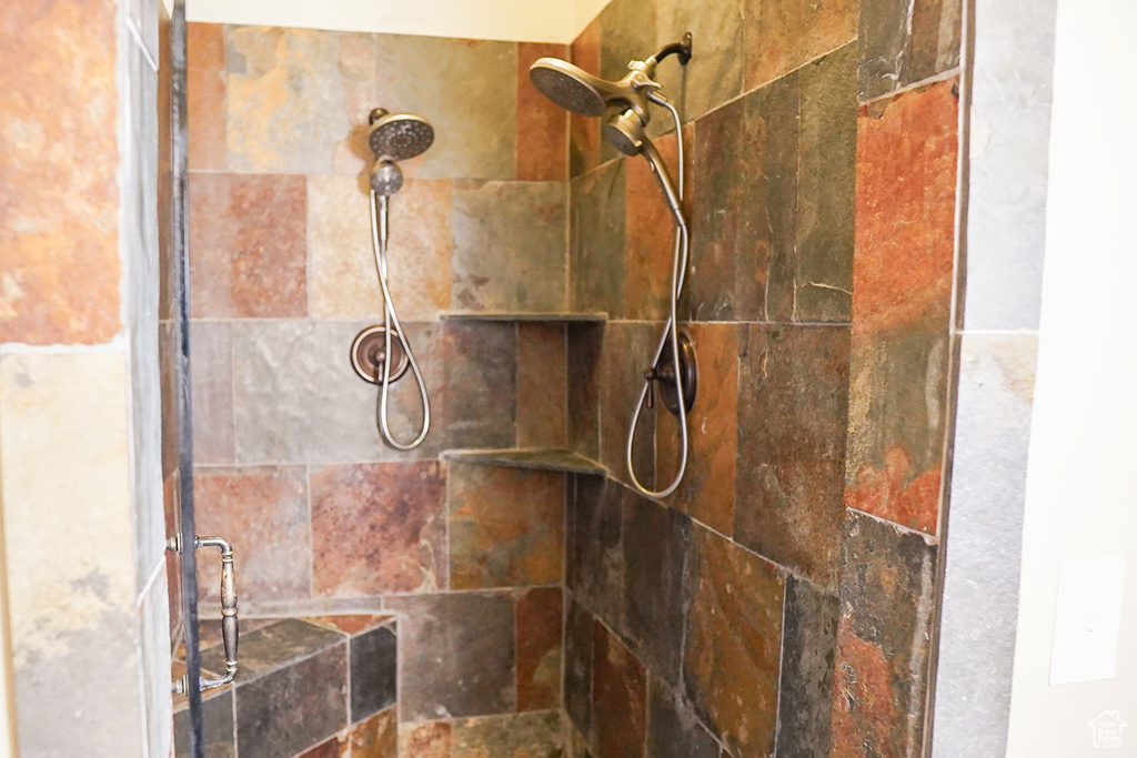 Detailed view of tiled shower