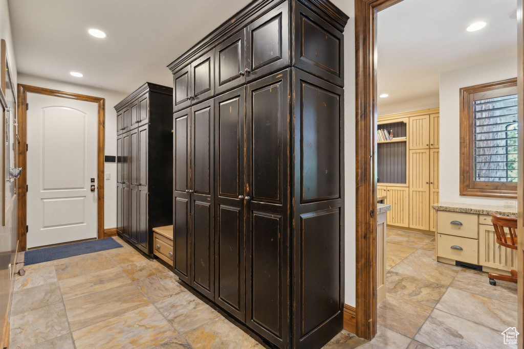 Mudroom with recessed lighting