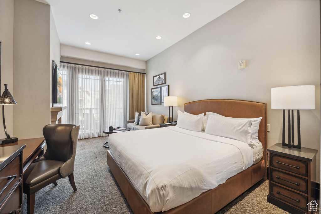 Bedroom featuring carpet and recessed lighting