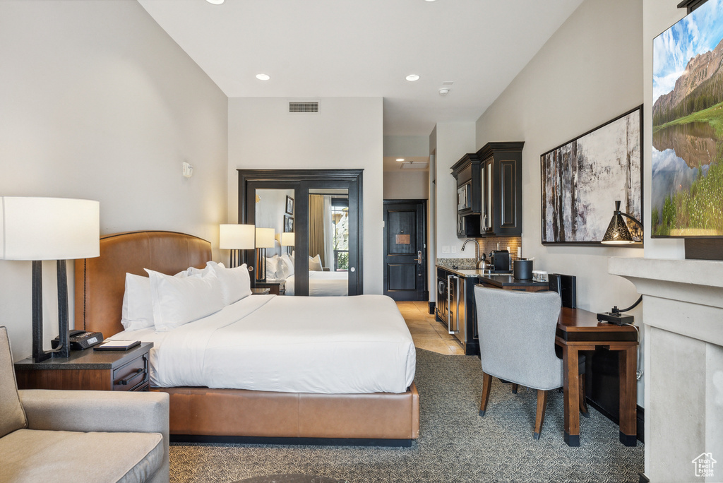 Bedroom with recessed lighting