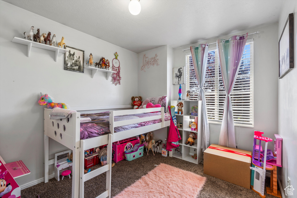 Bedroom with carpet floors