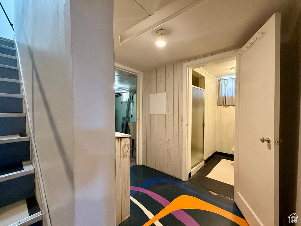 Corridor featuring stairs