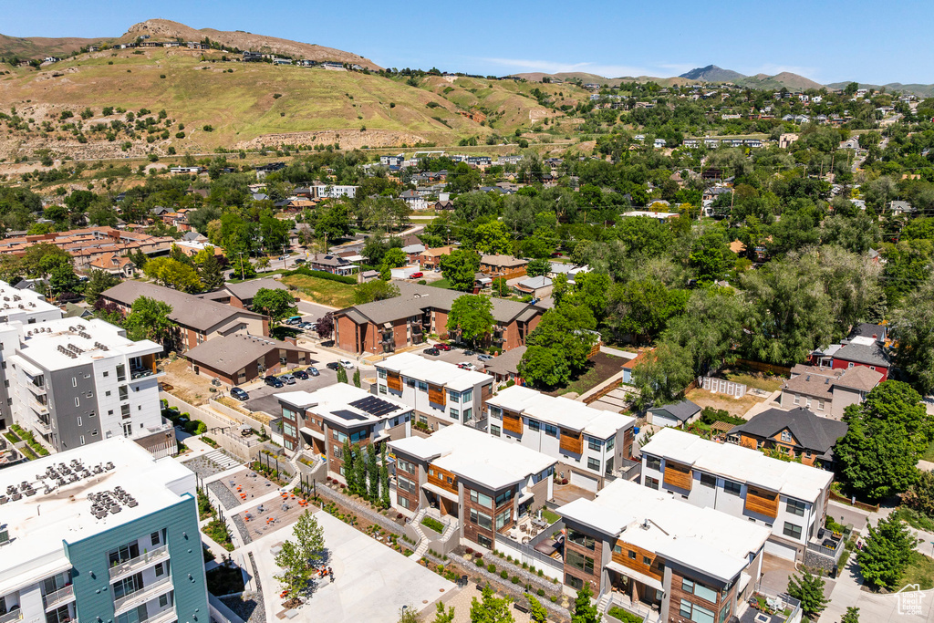 Aerial view of a mountainous background