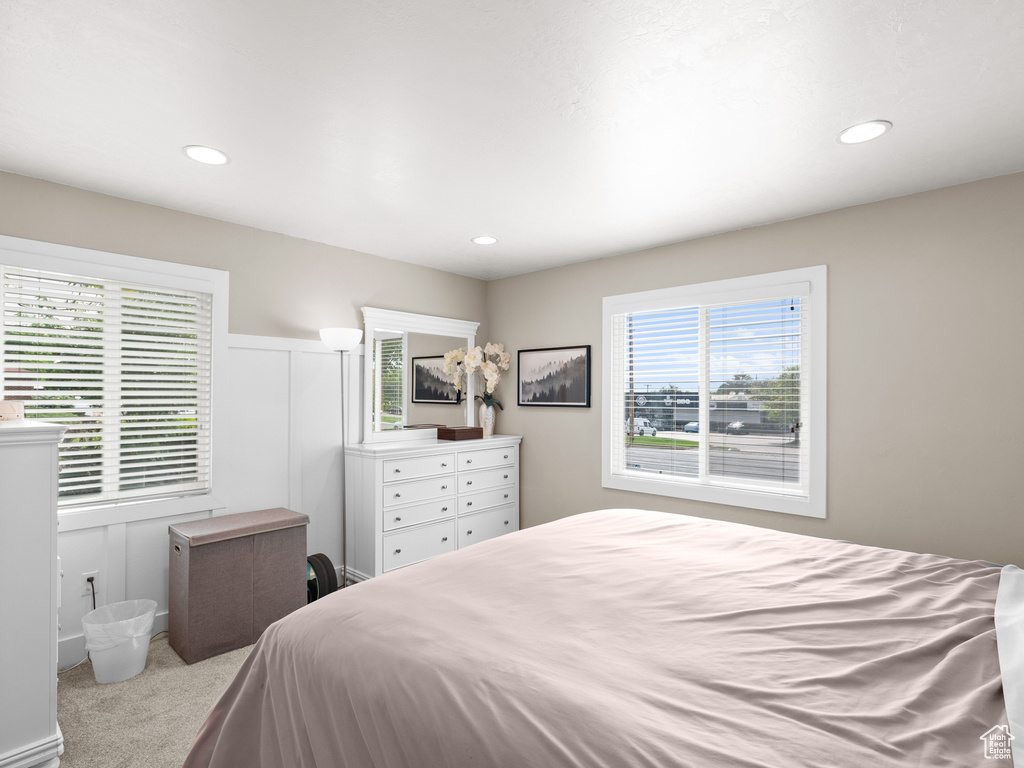 Bedroom featuring carpet and recessed lighting