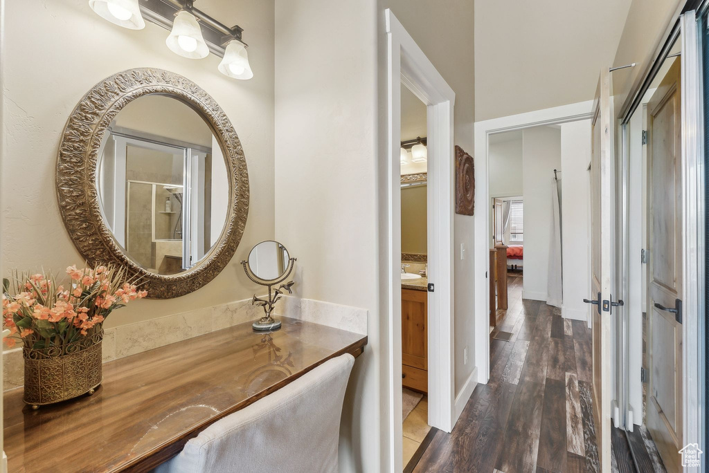 Hall with wood finished floors
