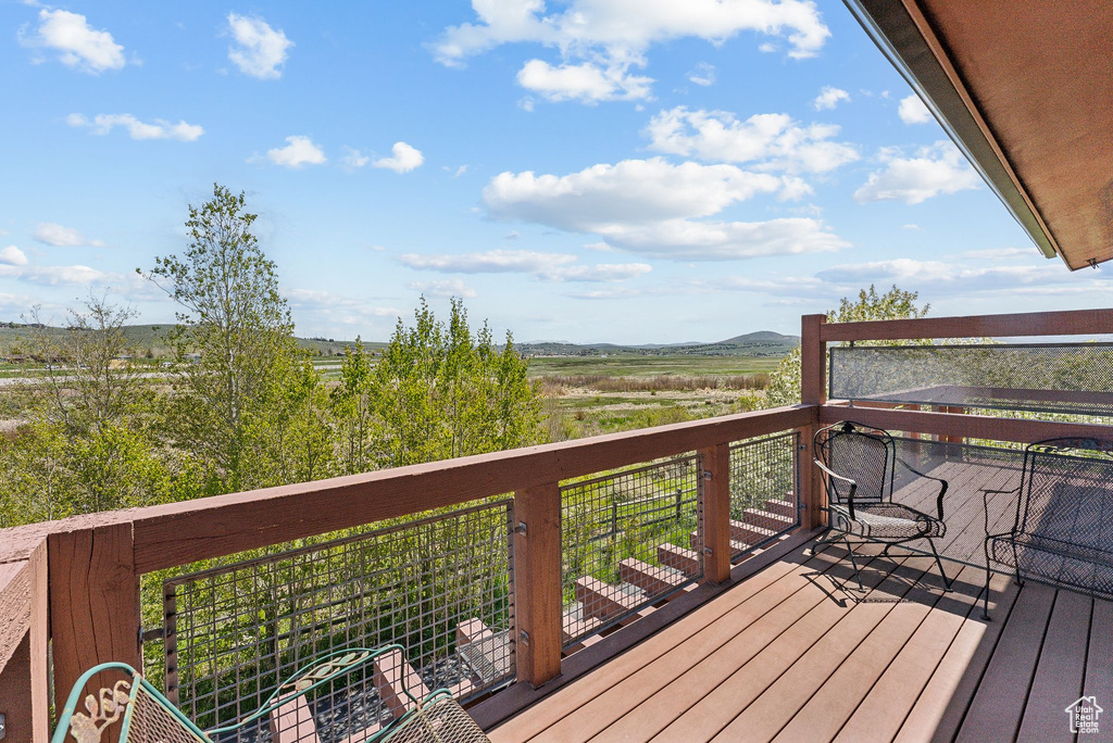 Wooden terrace with a view of countryside