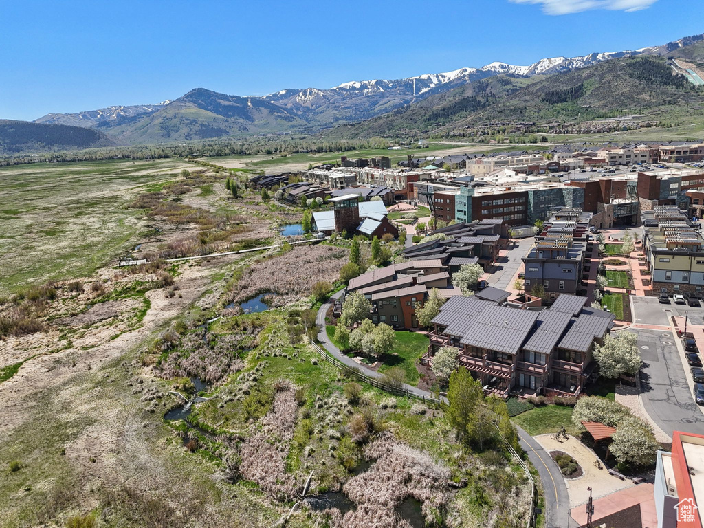 Drone / aerial view of a mountainous background