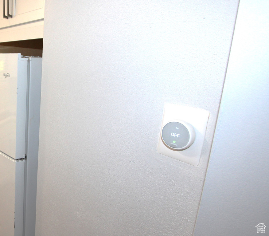 Detailed view of freestanding refrigerator