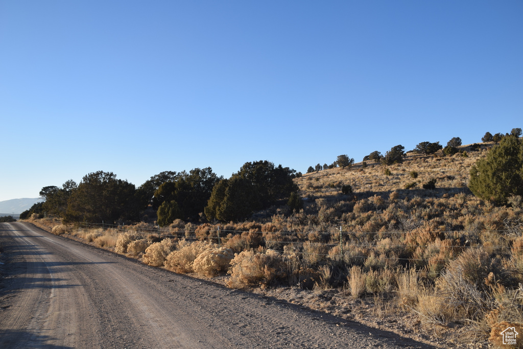 View of dirt / gravel road with a view of countryside