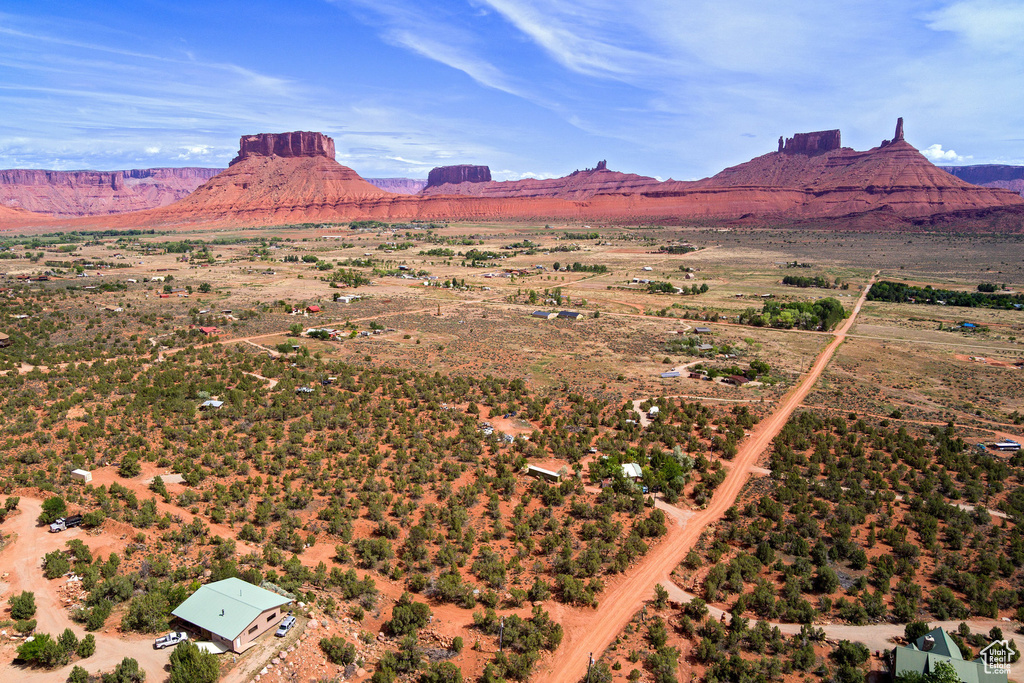 Mountain view with rural landscape and a desert landscape