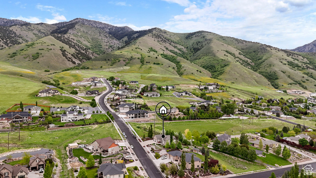 View of mountain background with nearby suburban area