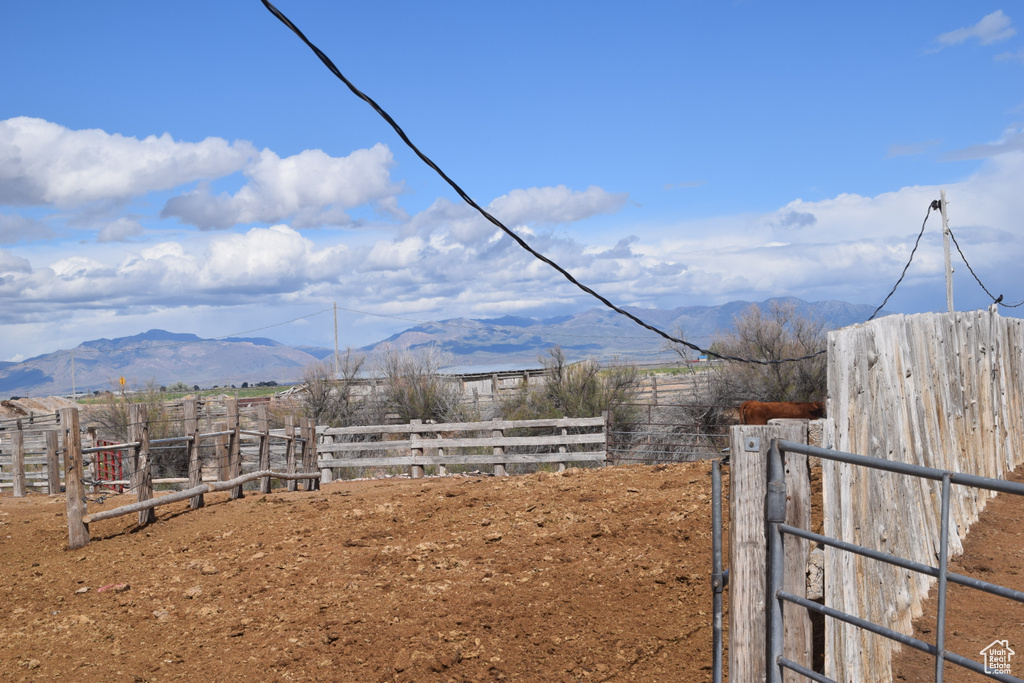 View of yard featuring a mountain view and a view of rural / pastoral area